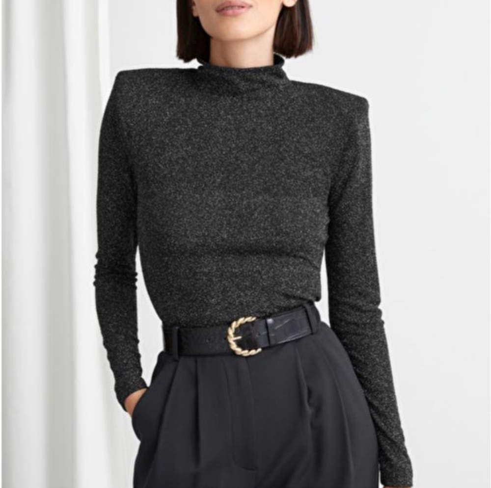 & other stories metallic turtle neck top